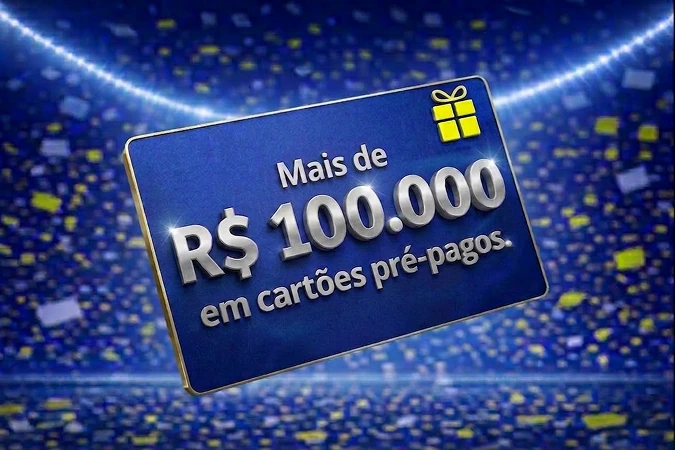Arte promocional com dois cartões pré-pagos de R$ 250,00